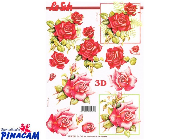 Hojas en 3D en Formato A4. Rosas.